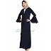 Long Cardigan Abaya with Frills and Bell Sleeves- Navy Blue Long Cardigan Abaya with Frills and Bell Sleeves- Navy Blue